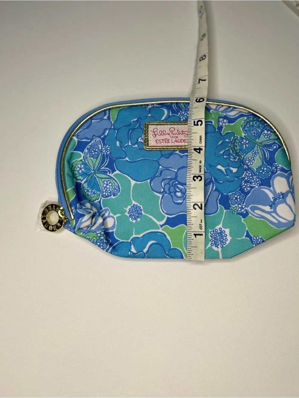 Lilly Pulitzer x Estee Lauder Blue Floral Butterfly Cosmetic Makeup Bag Pouch